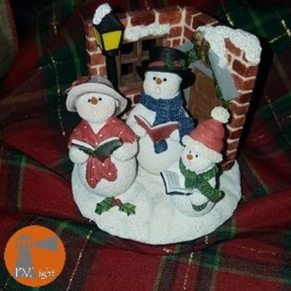 3 Caroling Snowmen Family Candle Topper for Jar
